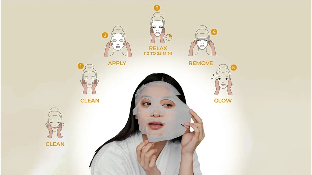 مراحل گذاشتن ماسک ورقه ای روی صورت