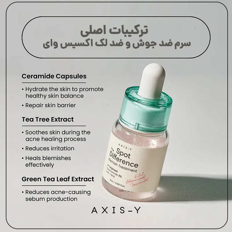ترکیبات اصلی سرم ضد جوش و لک اکسیس وای اسپات دیفرنس اصل کره