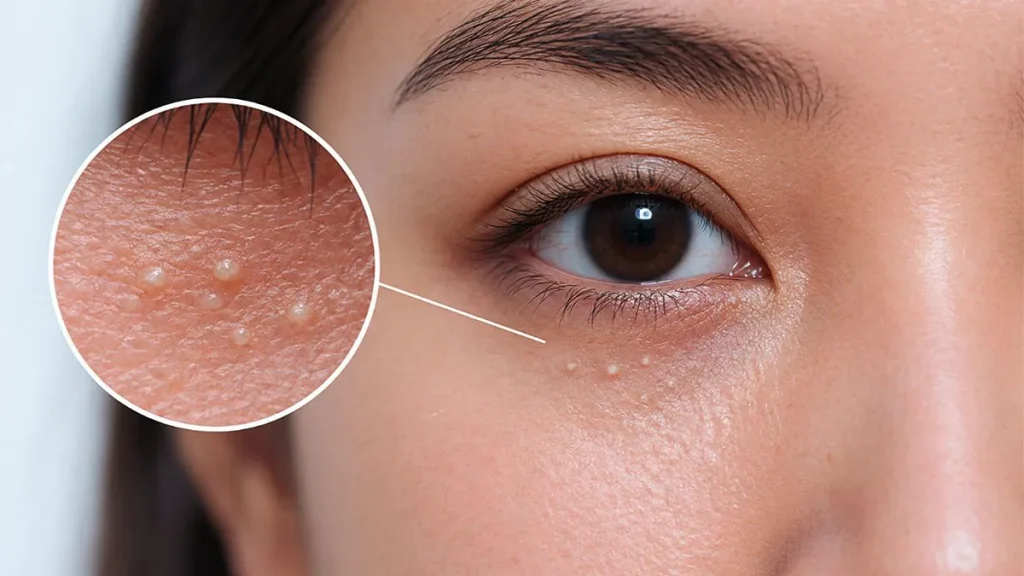 میلیا دور چشم چیست؟ ۵ دلیل ایجاد دانه‌های سفید زیر چشم