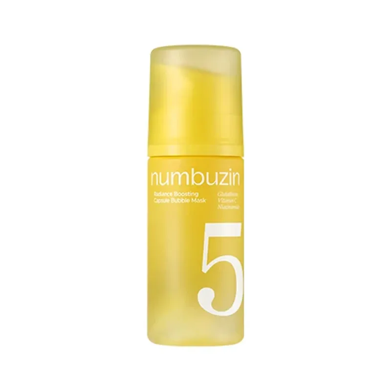 numbuzin-no-5-radiance-boosting-capsule-bubble-mask-front ماسک حبابی کپسولی روشن کننده شماره 5 نامبوزین حاوی گلوتاتیون و ویتامین C در بطری زرد ۸۵ میلیلیتری